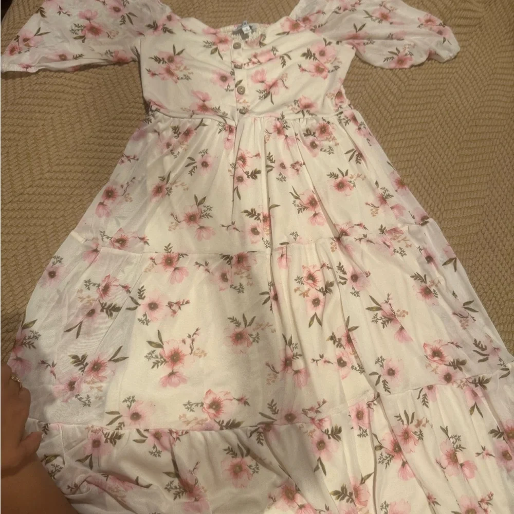 AXIOLOGY Pink and Cream Casual Dress - Picture 1 of 3